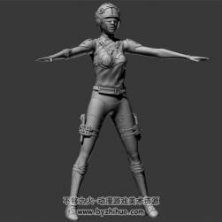 頭盔緊身衣 科幻女戰(zhàn)士角色3D模型 四邊面高模