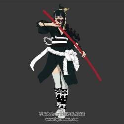 日系和風(fēng)游戲帶刀女武士3DMax fbx模型下載