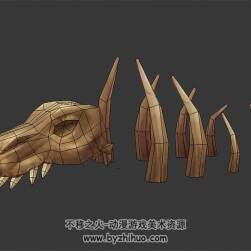 遺骨 動物骨骼 場景道具 四角面 3D模型百度網(wǎng)盤下載