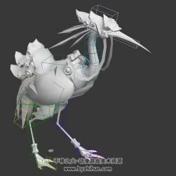 中式仙俠風(fēng)游戲動物 仙鶴待機動作3DMax模型下載
