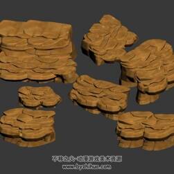 几块石阶 四角面3D模型 max格式下载