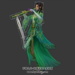 金庸群俠傳武俠游戲角色人物程英女NPC3DMax模型下載帶綁定全套動(dòng)作