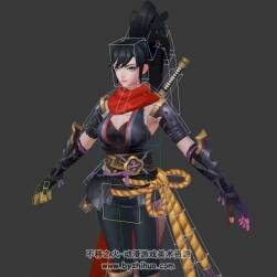 江湖古裝女俠刺客3DMax模型帶綁定下載