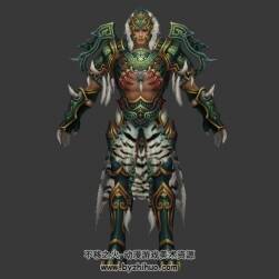 中式仙俠風(fēng)游戲角色3D模型下載 誅仙盔甲男子 格式Max 帶綁定