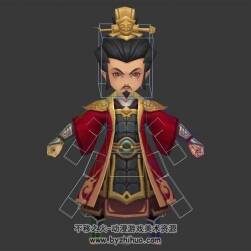 Q版卡通古代武將君主劉備 含骨骼綁定 3D模型