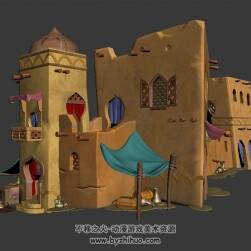 中东城镇建筑 max模式下载 3D模型 四角面