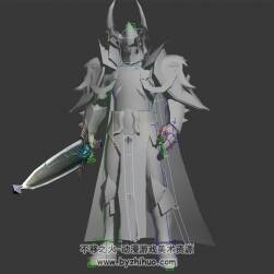 歐美魔幻風(fēng)格 牛角鎧甲 男戰(zhàn)士 3D模型 有綁定
