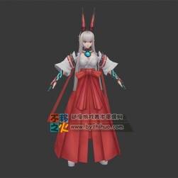 美少女 兔儿 和风 巫女模型