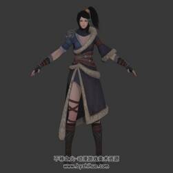 游戲中式古裝部落女孩3DMax模型帶綁定下載