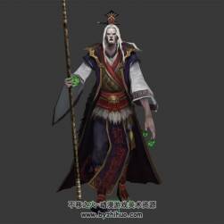 古風(fēng)白發(fā)巫師法師 3D模型 有綁定和全套動(dòng)作