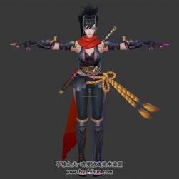 侍魂游戲角色女3D模型待機動作格式fbx Max帶綁定下載