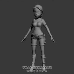 古墓麗影 卡通小勞拉 3D模型 有綁定和動作