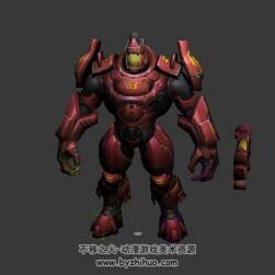紅色科幻金屬鎧甲戰(zhàn)士 3D模型 有綁定