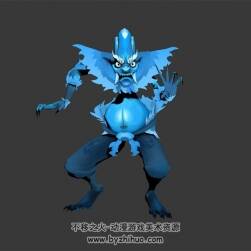 藍(lán)皮膚地獄小鬼 3D模型 有綁定和動作
