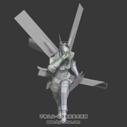 科幻感角色翅膀機甲男奔跑動作帶綁定3DMax模型下載