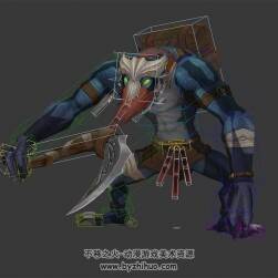 尖嘴利爪的人形妖怪 3D模型 有骨骼和動作