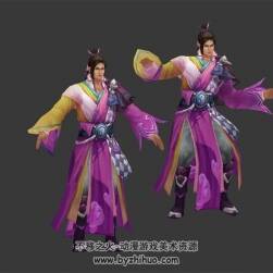 古代武俠風(fēng)格 男俠客 3D模型 有綁定和動(dòng)作 四邊面