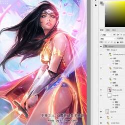 RossTran亞裔大神神奇女俠同人CG插畫視頻教程 附PSD文件和筆刷