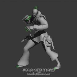 光頭武師 3D模型 有綁定和武打動作 四邊面