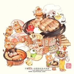 韩国画师 Talbi딸비 美食插画作品图包 百度网盘下载