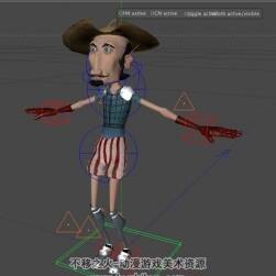 西部牛仔角色男帶骨骼C4D3D模型下載