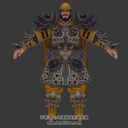 中式古代大斧将军头目3套服装3DMax模型下载