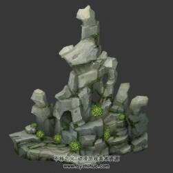 中式古风假山山石3DMax模型下载