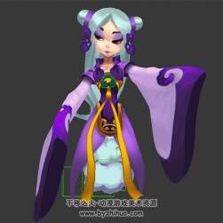 卡通 白發(fā)女小怪 3D模型 有綁定和蘇醒動(dòng)作