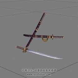 日式双把军刀模型 游戏模型