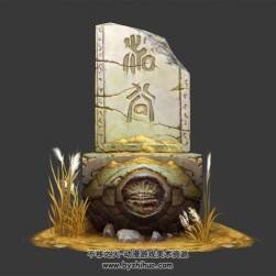 荒蕪場(chǎng)景石碑3DMax obj 3ds c4d模型下載