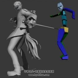 一套舞劍動(dòng)作3DMax白模分享下載