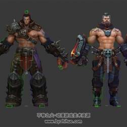 兩個(gè)帶武器的古代壯漢大力士 3D模型 有骨骼綁定