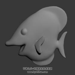 兩個熱帶魚白模 3D模型 有綁定和游動動作