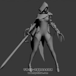 歐美魔幻類角色帶劍鐵爪女全套動作3DMax模型下載