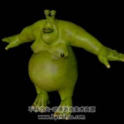 Flabio 綠色怪物帶骨骼C4D3D模型下載