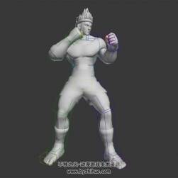 踢腿格斗動(dòng)作猛男3DMax模型帶綁定下載