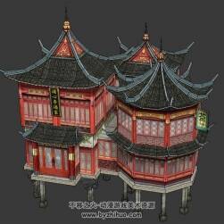 國風(fēng)古代場景酒家茶莊3DMax模型含貼圖下載