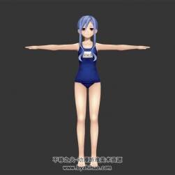 藍發(fā)美少女 死庫水泳裝二次元風角色 3D模型資源百度網(wǎng)盤下載