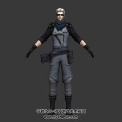 白色短發(fā)墨鏡帥哥 3D模型有綁定和動作