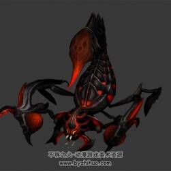 黑红色毒蝎子 3D模型有绑定和走路的动作