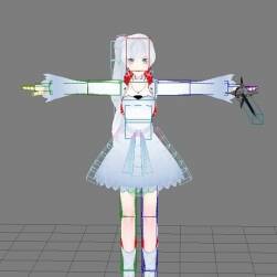 白發(fā)白裙二次元少女 3D模型 有綁定