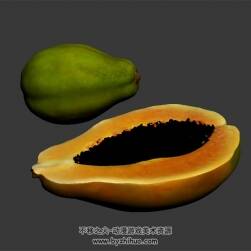 写实木瓜模型 四角面3D模型 max格式下载