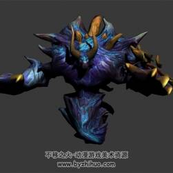 藍紫色的海妖 3D模型 有綁定和揮爪攻擊動作