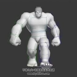 漫威綠巨人白模 3D模型 有綁的和動作 四邊面