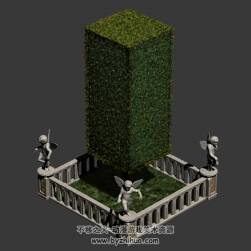 欧洲庭院景观 四角面3D模型 max格式下载
