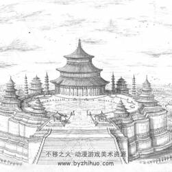 中式古代场景线稿图集分享参考 86P