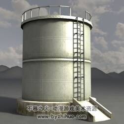工业设施大型储存罐油储罐3D模型多种格式下载