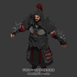 中式古裝角色人物雙斧將軍3DMax模型下載