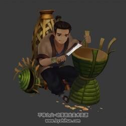 古代手工業(yè)者 3D模型 有綁定和刀刮的動作