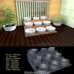 Decorative Planter 室内装饰花盆3D模型多种格式下载
